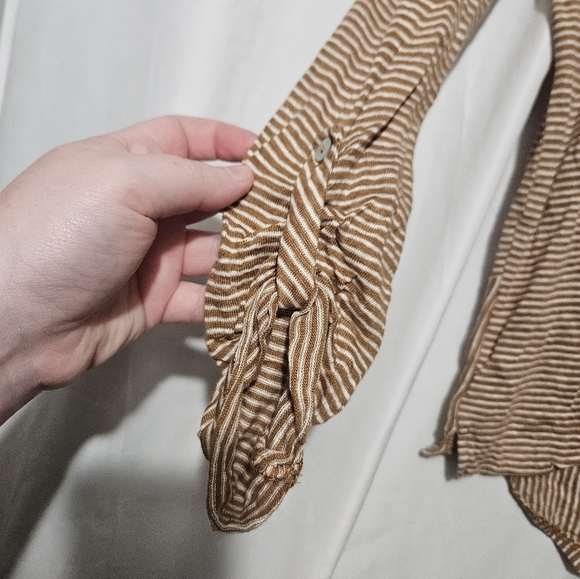 C&C California Tan And White Striped Lightweight Linen Hoodie! - Picture 6 of 7